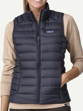 Patagonia Down Sweater Vest Navy Blue Puffer Gilet Size M Medium Womens EUC